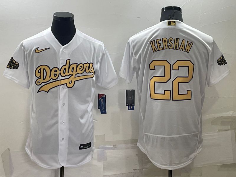 Men Los Angeles Dodgers 22 Kershaw White 2022 All Star Elite Nike MLB Jersey